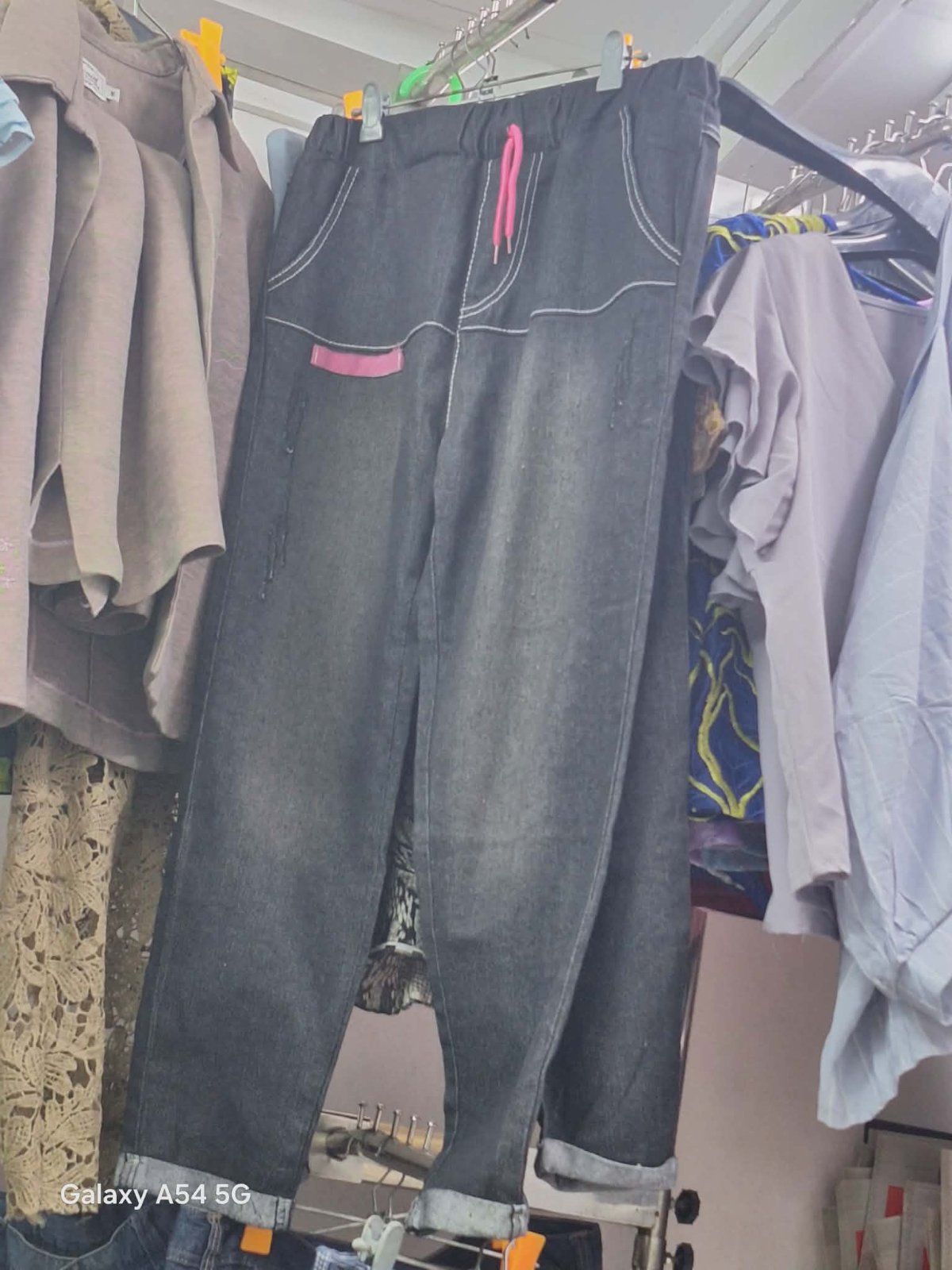 Jean Freestyle Pant with pink waist band