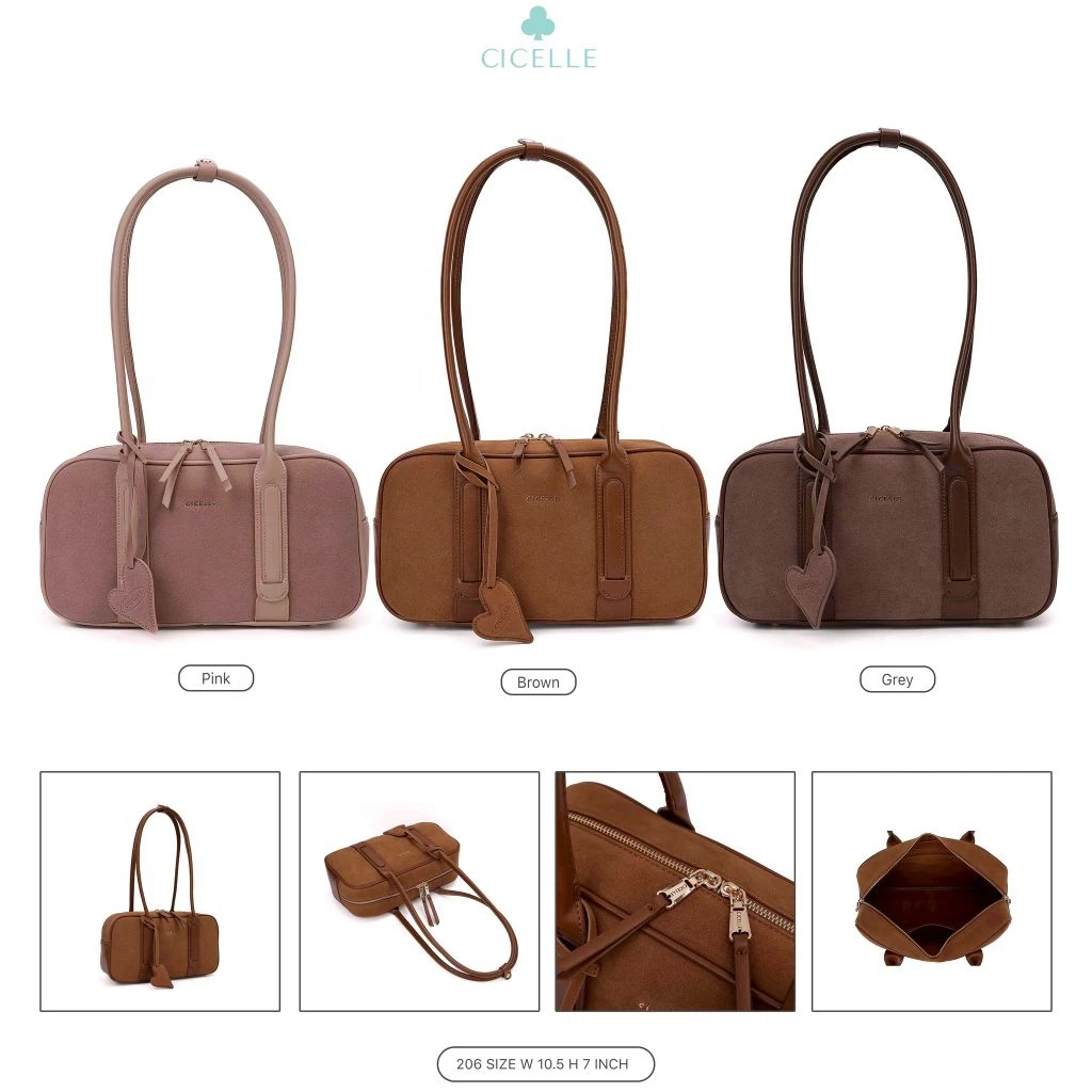Suede Boston Bag CICELLE 206 - Image 3