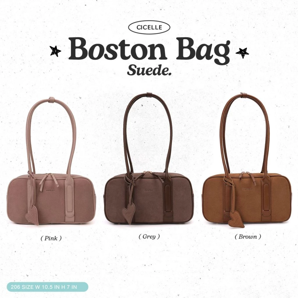 Suede Boston Bag CICELLE 206 - Image 10
