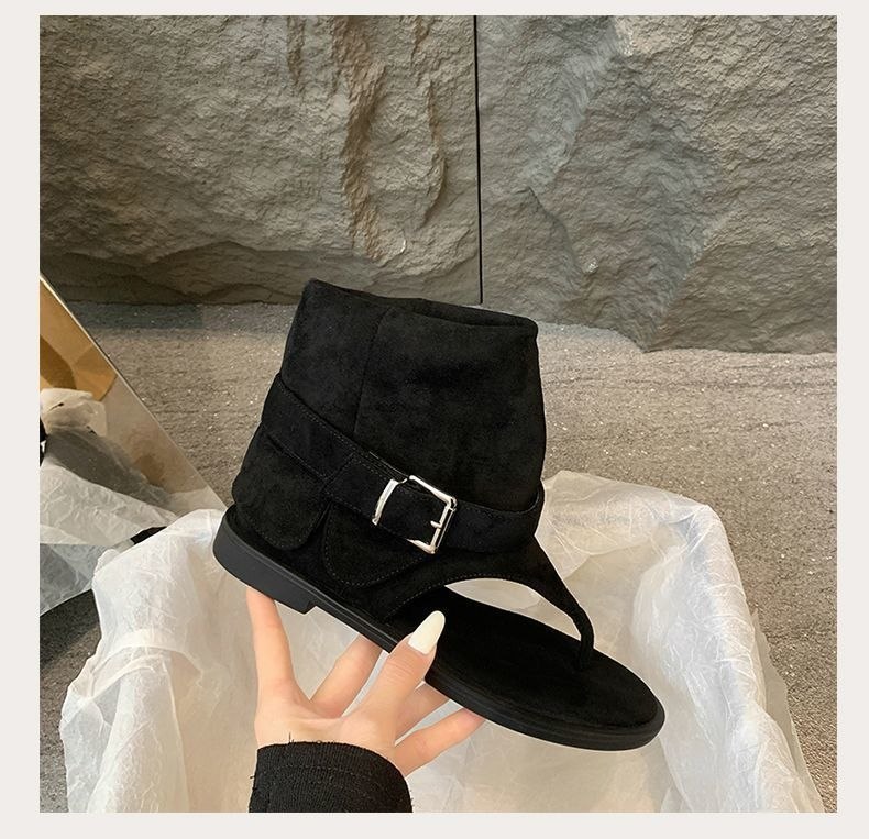 8192 suede thong boot sandal with side buckle strap - Image 8