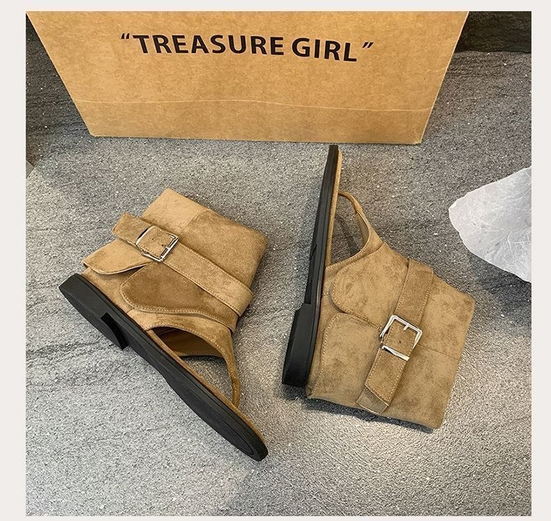 8192 suede thong boot sandal with side buckle strap - Image 7